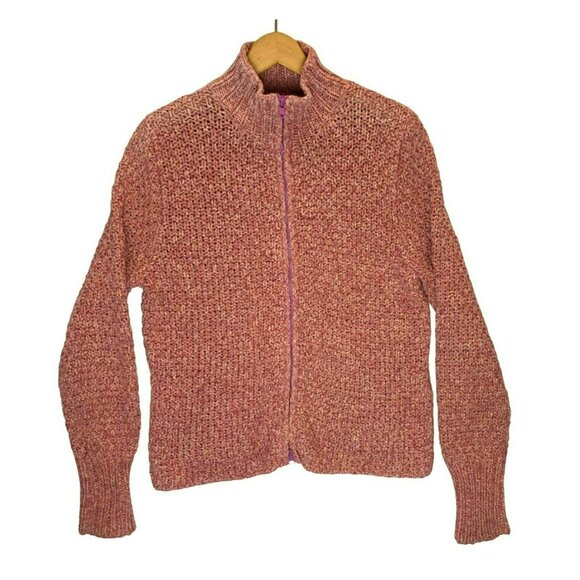 Sigrid Olsen Sweater size Medium Pink Double Zipper Soft Cardigan Womens - Picture 1 of 6